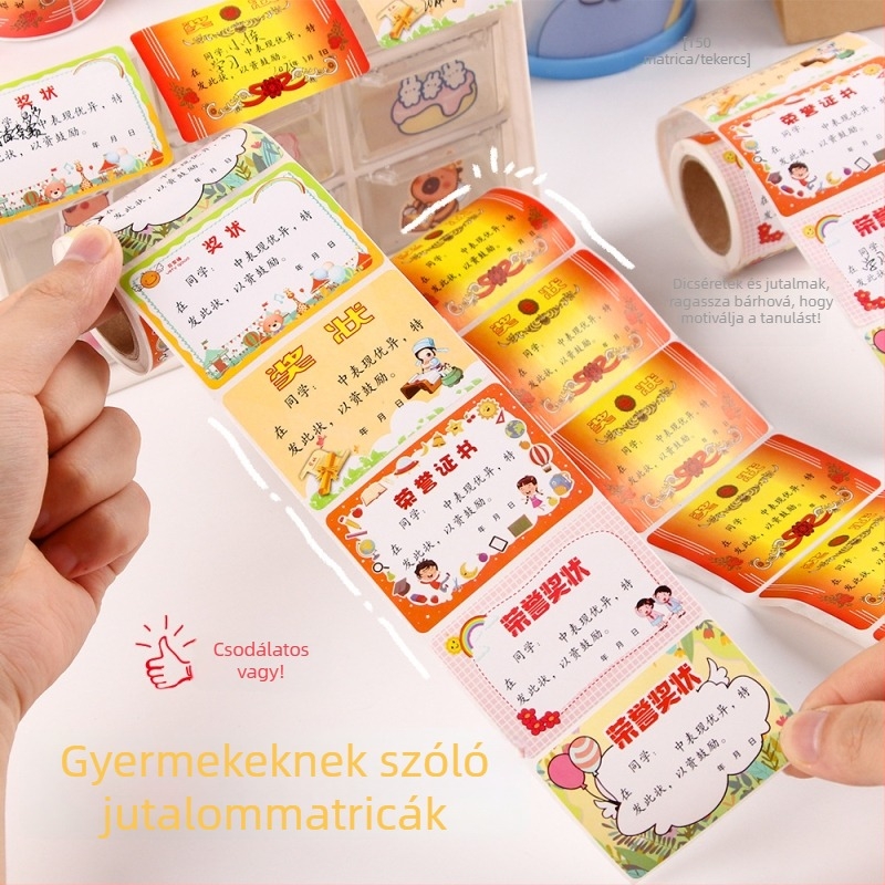 Mini bizonyítvány matrica készlet – gyermekeknek szóló jutalmazó matricák, óvodai dicsérő matricák
