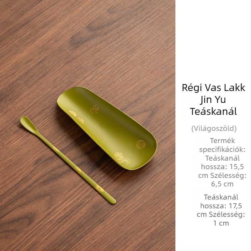 Kézzel készített lakkozott vasból készült teaceremónia-készlet teáskanállal és hat eszközzel a tea rituáléjához