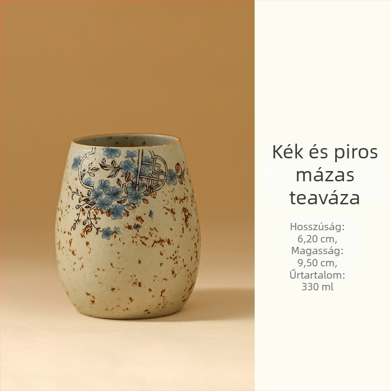 Kék-fehér kerámia teás készlet, hat úriember kiegészítőkkel: teáscsipesz, teáskanál, Pu'er kés