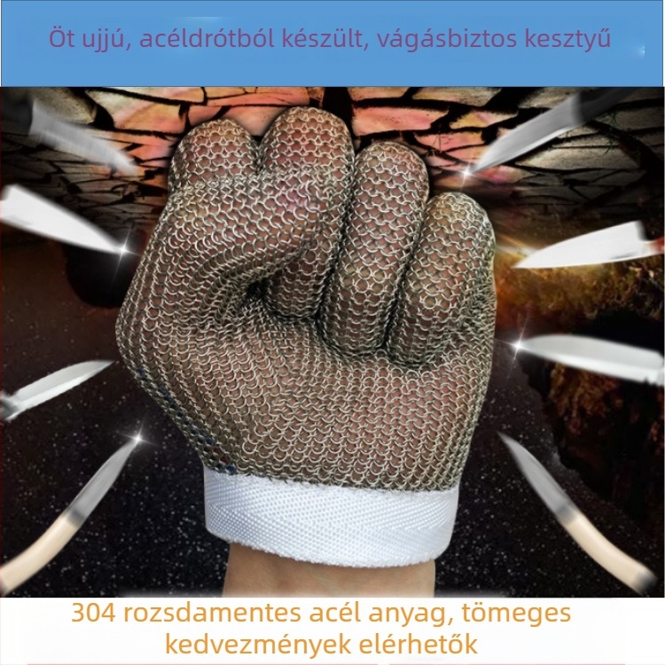 Vágásbiztos kesztyű acélsodronnyal, szint 5