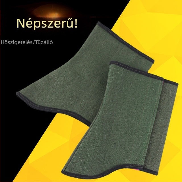 Vászonból készült lábszárvédő hegesztőknek, cipővédővel az égési sérülések ellen, hőszigetelés, szikra- és porvédelem, bőr talppal