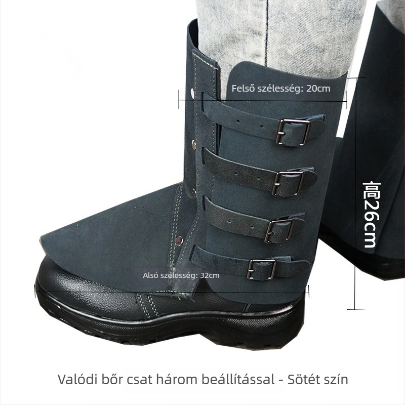 Vászonból készült lábszárvédő hegesztőknek, cipővédővel az égési sérülések ellen, hőszigetelés, szikra- és porvédelem, bőr talppal