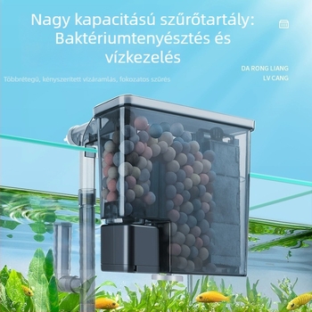 Külső akváriumi szűrő vízeséses rendszer, falra szerelhető, három az egyben: víztisztítás, oxigénnel dúsítás és vízkeringés