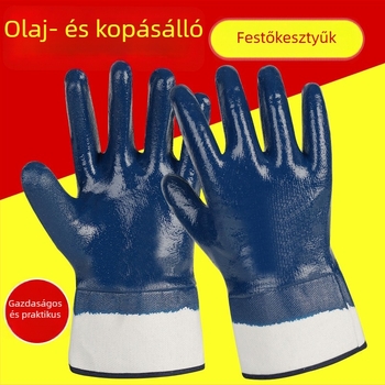 Ipari felhasználású nitril olajálló kesztyűk – vízállóak, csúszásmentesek, kopásállóak, vágásállóak