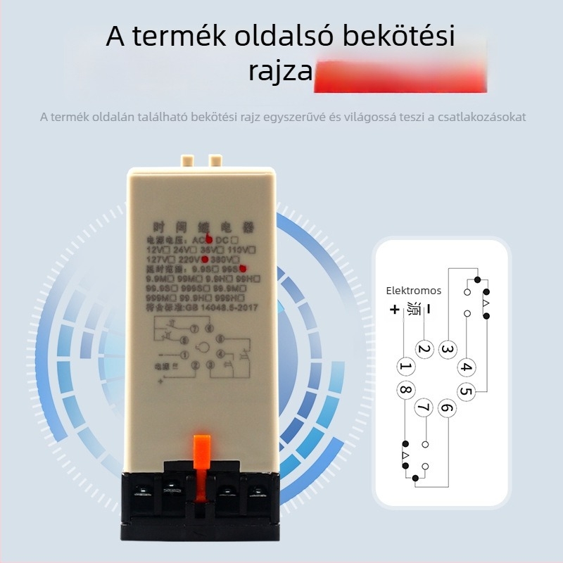 Digitális időrelé energizációs késleltetéssel, két- vagy hárompozíciós állítás, JS14P, 380V, 9,9s, 99M, 220V