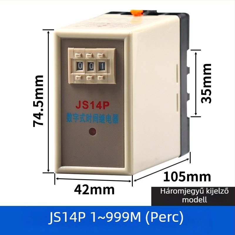 Digitális időrelé energizációs késleltetéssel, két- vagy hárompozíciós állítás, JS14P, 380V, 9,9s, 99M, 220V