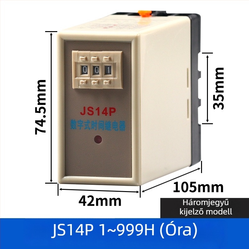 Digitális időrelé energizációs késleltetéssel, két- vagy hárompozíciós állítás, JS14P, 380V, 9,9s, 99M, 220V