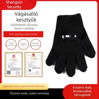Vágásbiztos acéldrót kesztyűk, többfunkciós, fekete-fehér, hosszított hosszúságú
