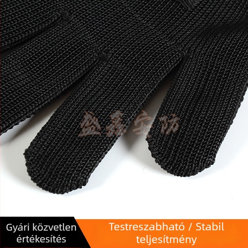 Vágásbiztos acéldrót kesztyűk, többfunkciós, fekete-fehér, hosszított hosszúságú