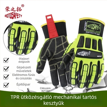 Teherbírású védőkesztyű TPR védelemmel az ütés, ütközés, vágás, szúrás és rázkódás ellene – mechanikai mentéshez és olajmezői munkákhoz