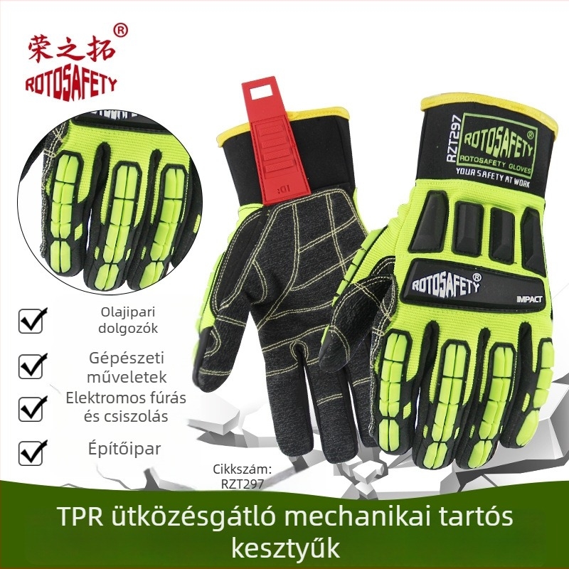 Teherbírású védőkesztyű TPR védelemmel az ütés, ütközés, vágás, szúrás és rázkódás ellene – mechanikai mentéshez és olajmezői munkákhoz