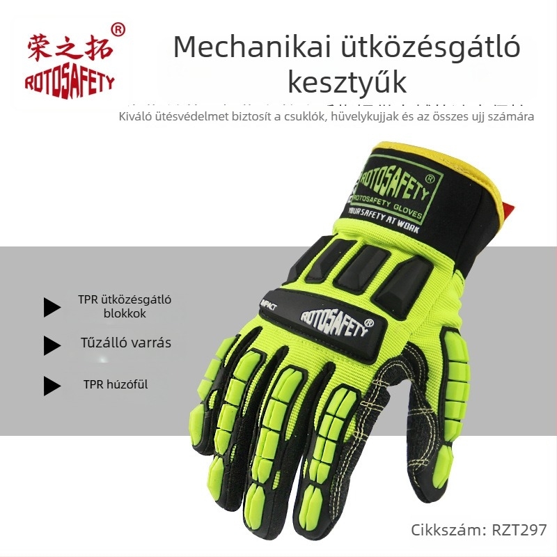 Teherbírású védőkesztyű TPR védelemmel az ütés, ütközés, vágás, szúrás és rázkódás ellene – mechanikai mentéshez és olajmezői munkákhoz
