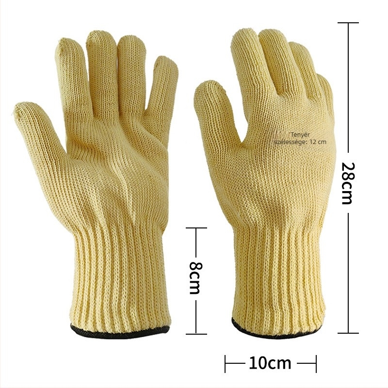 Aramid magas hőmérséklet-álló kesztyű hőszigeteléssel, égési és vágási védelemmel, sütőhöz és mikrohullámú sütőhöz alkalmas 500°C-ig.