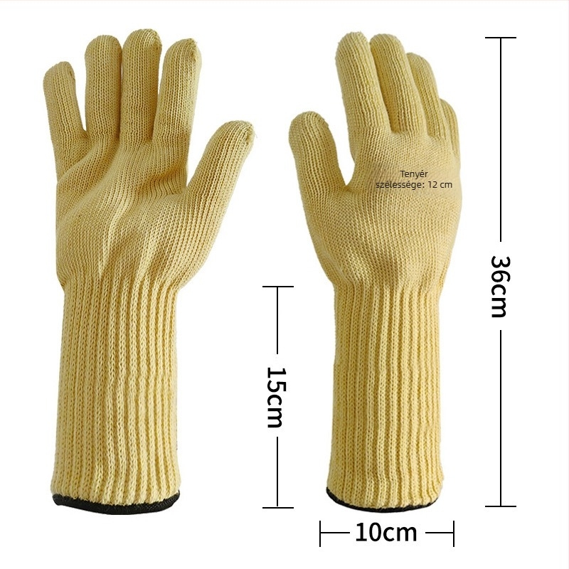 Aramid magas hőmérséklet-álló kesztyű hőszigeteléssel, égési és vágási védelemmel, sütőhöz és mikrohullámú sütőhöz alkalmas 500°C-ig.