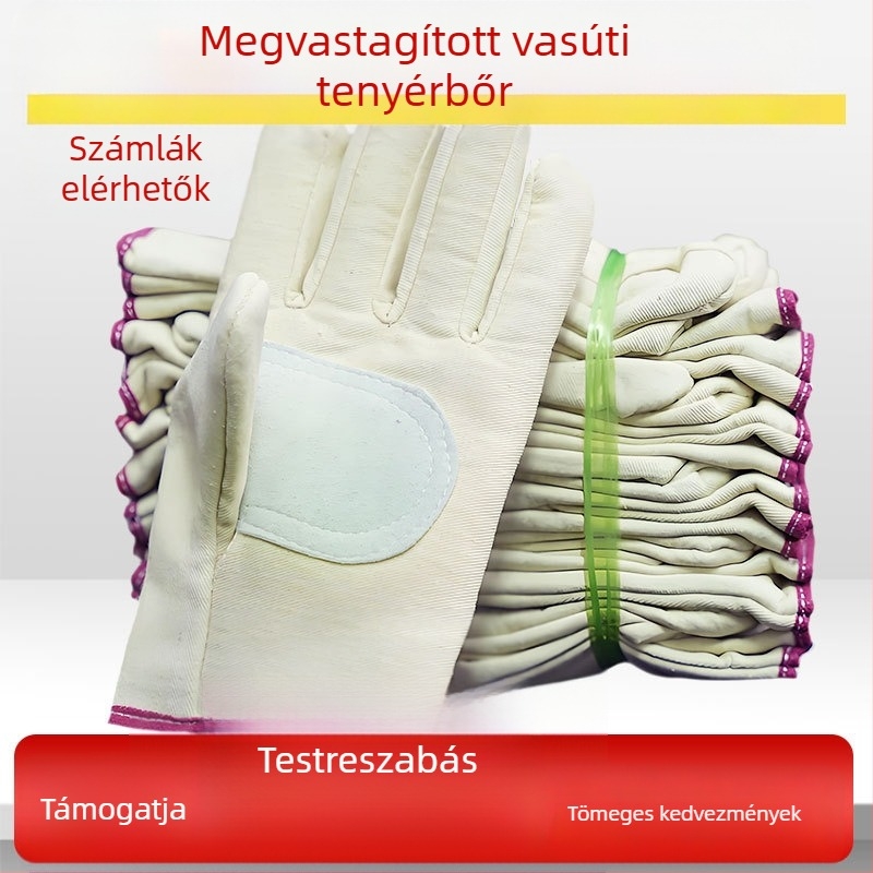 Vászonhegesztő kesztyű megerősített tenyérrel, kopásálló, csúszásmentes, vágás- és égésvédelmi