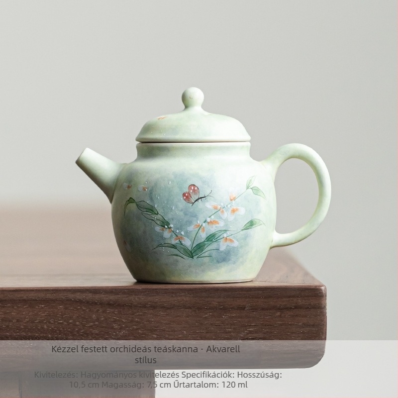Kerámiából készült teáskanna, kézzel festett akvarell stílusú Wenxin Orchid mintával, Gongfu tea, otthoni használatra, kis kapacitás, ajándék