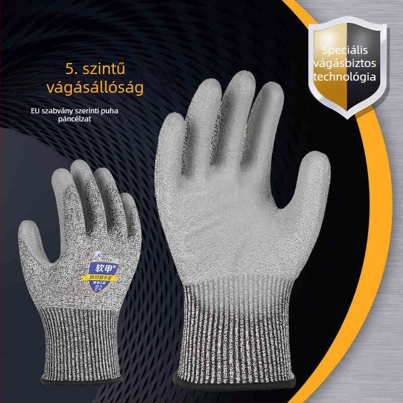 Dengsheng 659 Vágásbiztos kesztyűk, 5. szintű Soft Armor, Vastagított kopásálló konyhai kesztyűk, HPPE