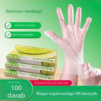 Egyszer használatos TPE kesztyűk, élelmiszer-minőségű, átlátszó, megvastagított, olajálló