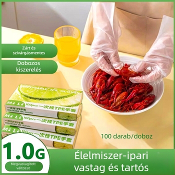 Egyszer használatos TPE kesztyűk, élelmiszer-minőségű, átlátszó, megvastagított, olajálló