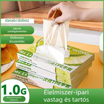 Egyszer használatos TPE kesztyűk, élelmiszer-minőségű, átlátszó, megvastagított, olajálló