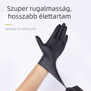 Fekete nitril egyszer használatos kesztyűk élelmiszerhasználatra, szakács-konyhai főzés, sütés, égési védelem, catering