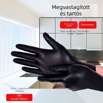 Fekete nitril egyszer használatos kesztyűk élelmiszerhasználatra, szakács-konyhai főzés, sütés, égési védelem, catering