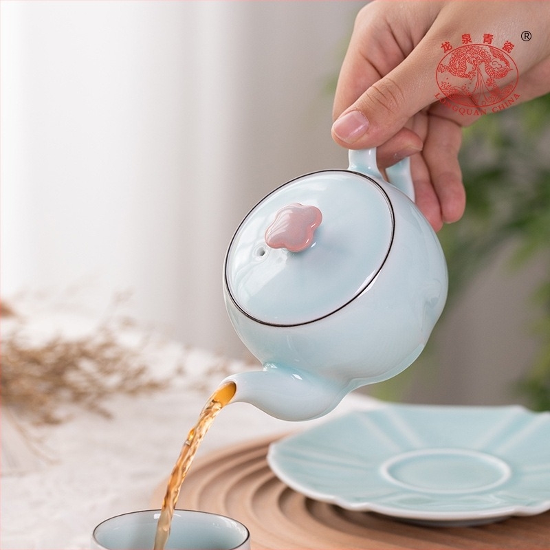 Longquan Celadon teáskanna Gongfu teához, délutáni teához, európai stílusú kerámia, magas minőségű szűrőedény