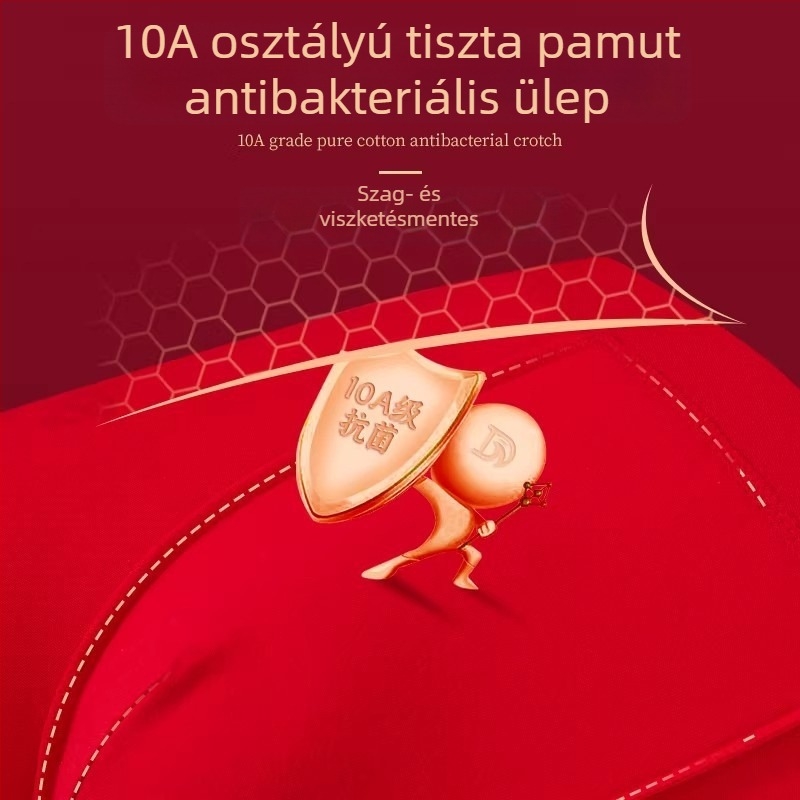 Férfi piros pamut boxer alsók a Ló évére, esküvői ajándék díszdobozban