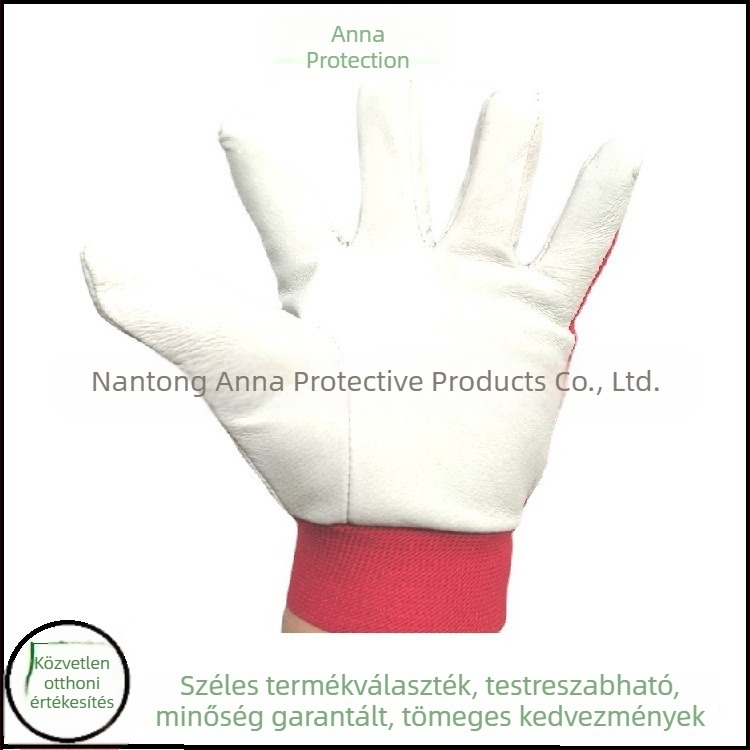 Gyapjúbőr védő kesztyűk rugalmas kialakítással, szúrásálló és antistatikus, hegesztéshez Velcro-zárású, kék, többször használható
