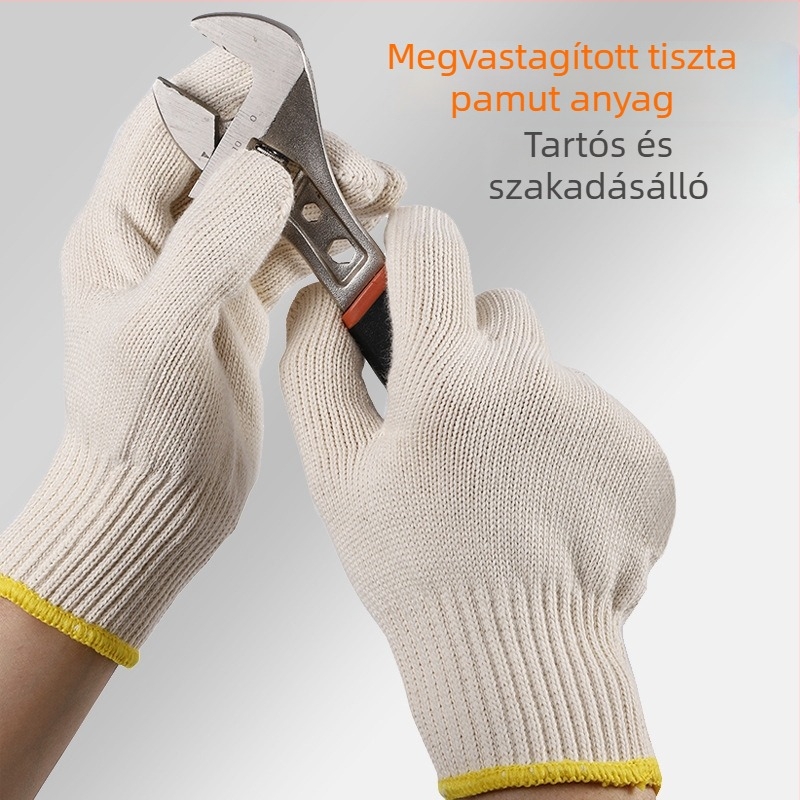 Leap 100% pamutszálból készült munkavédelmi kesztyűk, megerősítettek, kopásállóak, csúszásmentesek, lélegzőek, magas hőmérséklet-állóságú, hőszigetelő, antistatikus