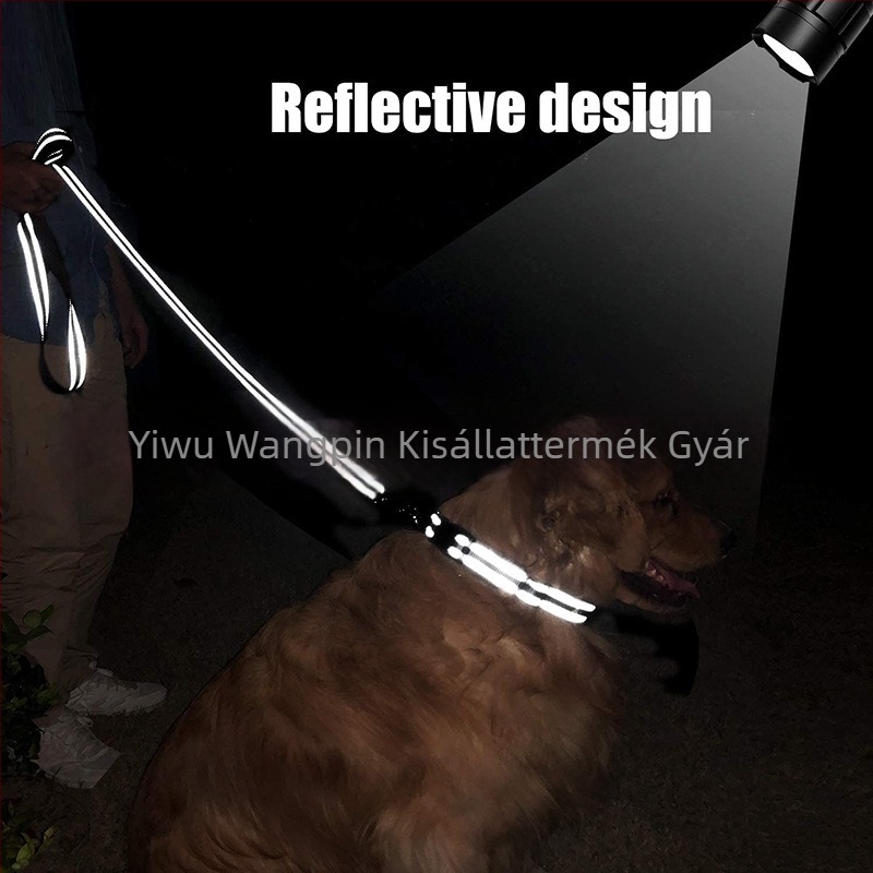 Nylon fényvisszaverő póráz közepes és nagy testű kutyáknak, lapos kötél, több színben