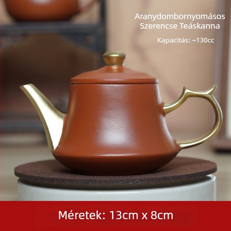Aranyozott lila agyag teáskanna, kis kapacitású Gongfu teáskészlet és teafőző edény