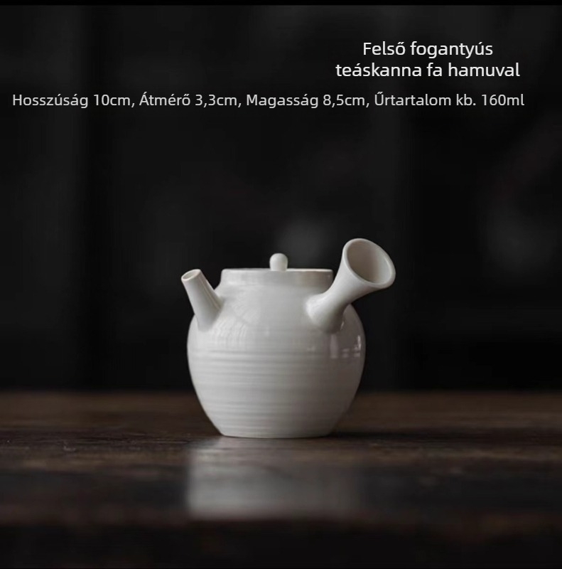 Kerámia teáskanna szűrővel, fehér porcelán, letisztult retro dizájn, kis méretű teáskanna otthoni használatra.