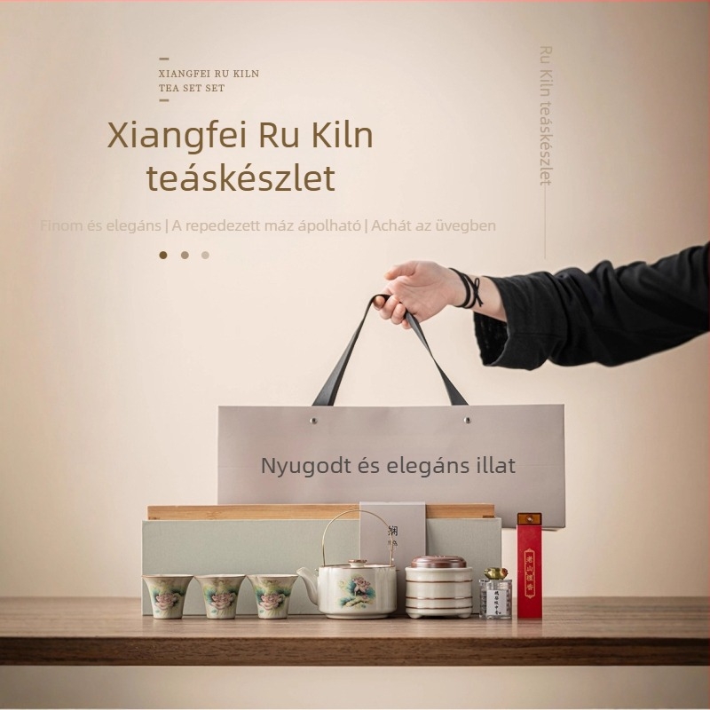 Deding kínai stílusú Xiangfei Ru Kiln teáskészlet Gongfu teához, aromaterápia, praktikus ajándékkészlet irodai használatra