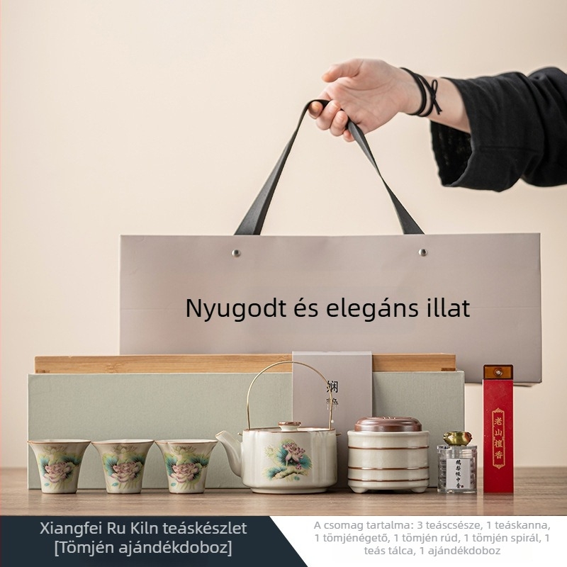 Deding kínai stílusú Xiangfei Ru Kiln teáskészlet Gongfu teához, aromaterápia, praktikus ajándékkészlet irodai használatra