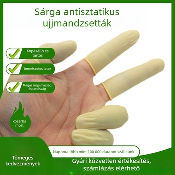 Egyszer használatos antistatikus ujjvédők, bézs, pormentes latex, halogénmentes ipari kaucsuk, kopásálló és megerősített