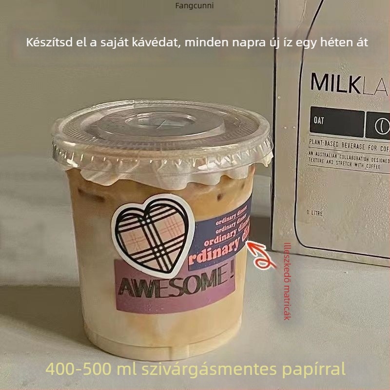 Egyszer használatos műanyag italos poharak tejes teához, kávéhoz és más italokhoz