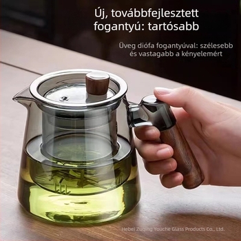 Boroszilikát üvegből készült teáskanna, hőálló, otthoni és irodai használatra, vastagabb test, víz elválasztó infúzóval, teáskanna és teáscsésze