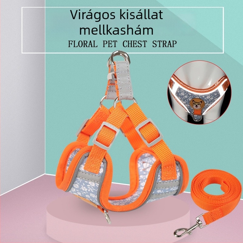 Reflektív mellényes kutyahám és póráz közepes és nagytestű kutyáknak