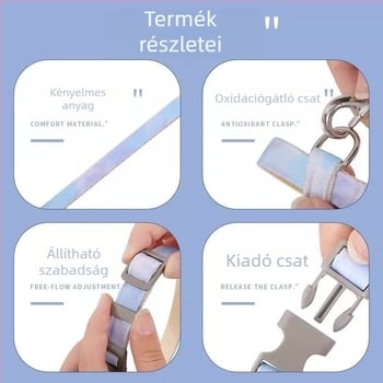 Macska póráz gradient színével, tekeredés elleni védelemmel, kültéri sétákhoz