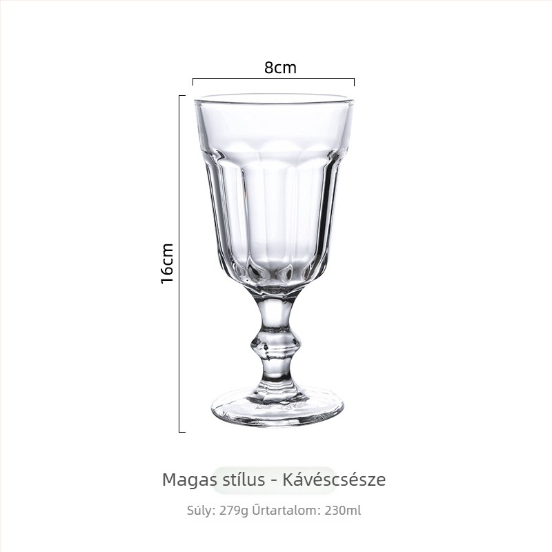 Magas üvegpohár fogantyú nélkül tejes teához, latte-hoz és jegeskávéhoz, desszerthez és fagylalthoz, Barokk stílus
