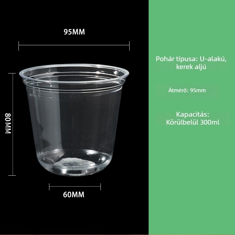 U-alakú mini egyszerhasználatos műanyag pohár fedővel, hideg italokhoz, joghurthoz és desszertekhez, 201–300 ml