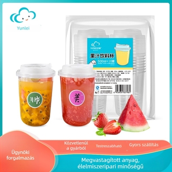 Tejes tea pohár, 480 ml, újrahasznosítható PET műanyag pohár dekoratív matricával