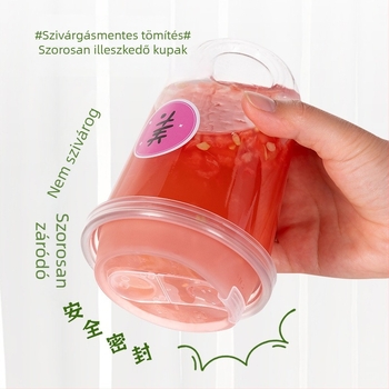 Tejes tea pohár, 480 ml, újrahasznosítható PET műanyag pohár dekoratív matricával