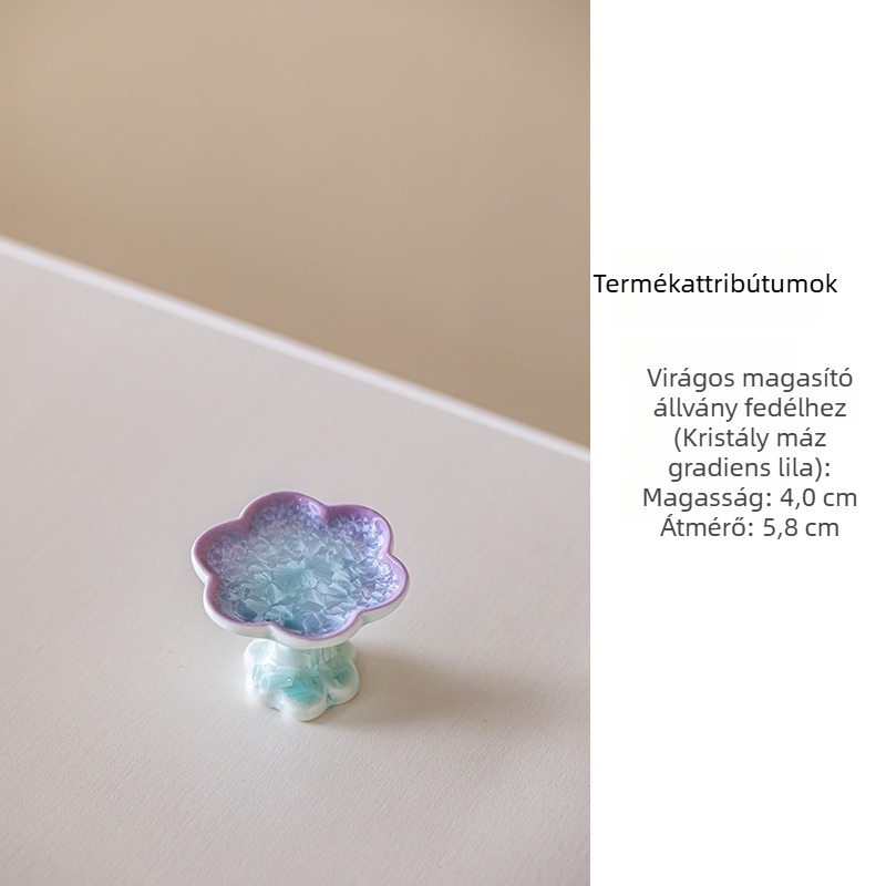 Sitaozhai Porcelán fedél tartó kristályos mázzal, gradiens lilás színben, elegáns teaceremónia kiegészítő, fedél tartó teáskannához és tálak fedőihez