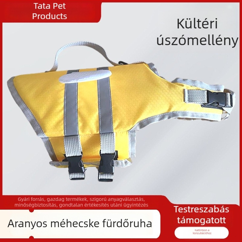 Kutyamentőmellény brokát anyagból, méh mintával