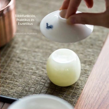 Japán stílusú tea ceremónia kiegészítők: ovális teáskanna fedél és dekoratív fedél tartó az asztalhoz