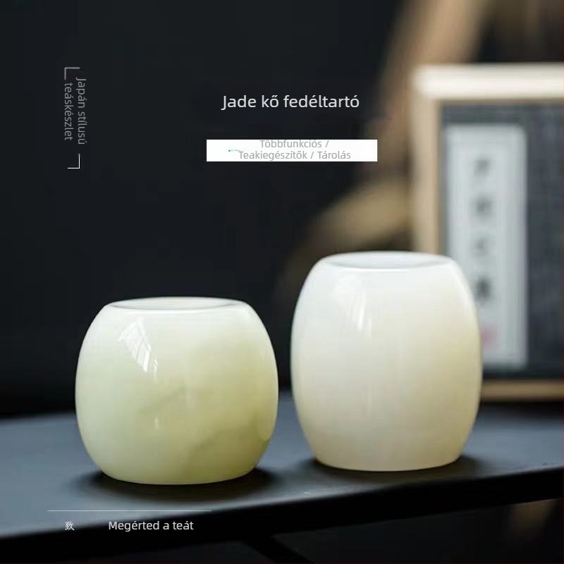 Japán stílusú tea ceremónia kiegészítők: ovális teáskanna fedél és dekoratív fedél tartó az asztalhoz