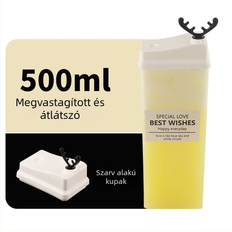 500ml PP kreatív téglalap formájú pohár tej-teához – egyszer használatos műanyag italosüveg