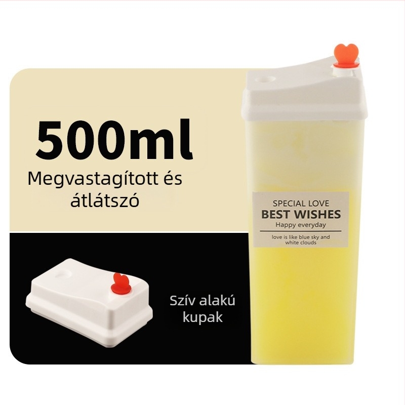 500ml PP kreatív téglalap formájú pohár tej-teához – egyszer használatos műanyag italosüveg